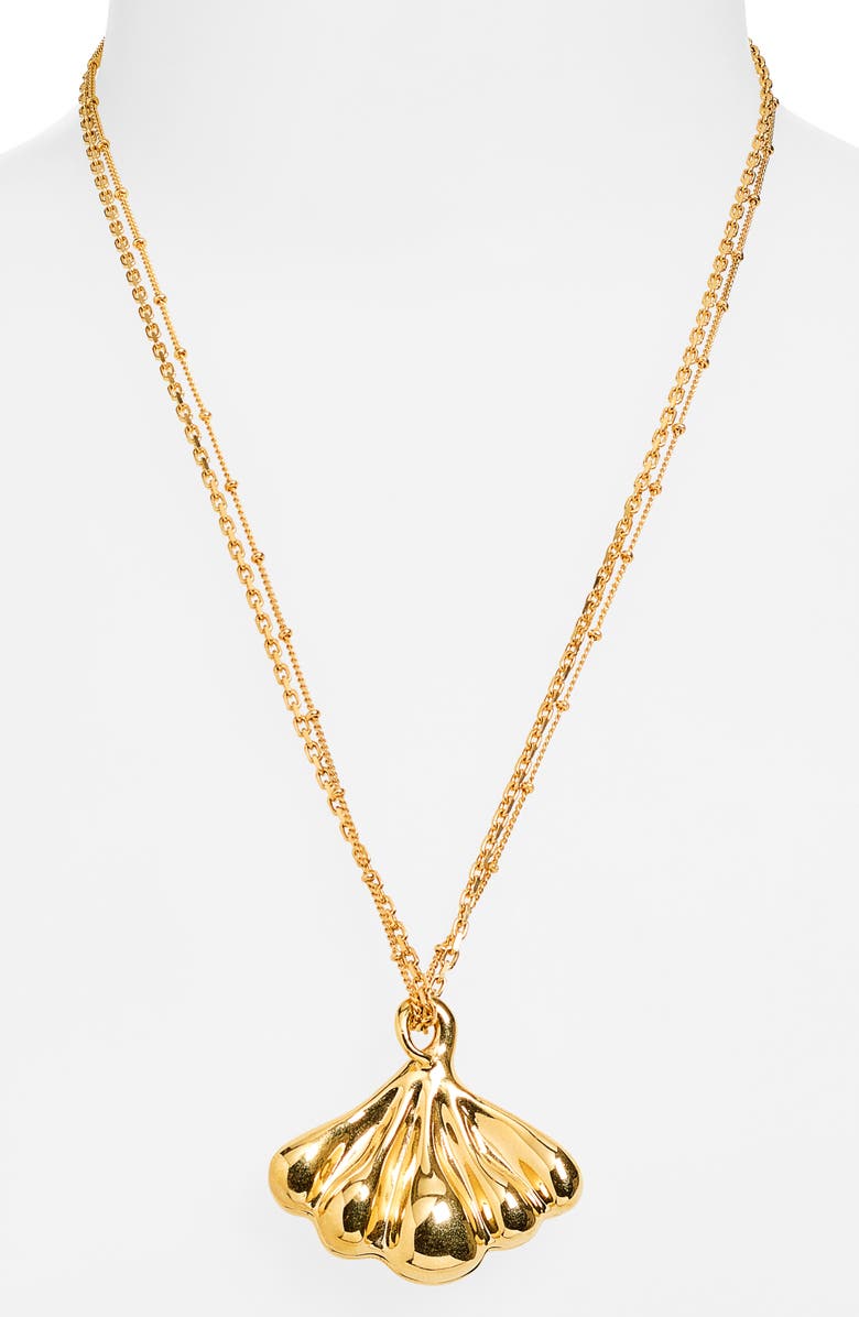 Chloé Double Chain Mirror Pendant Necklace, Alternate, color, Gold/ Silver Mirror
