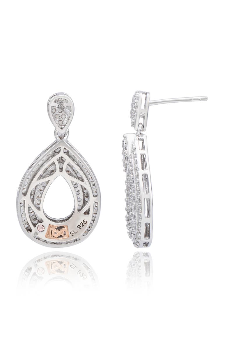 Cubic Zirconia Teardrop Earrings, Alternate, color, SILVER/ CUBIC ZIRCONIA
