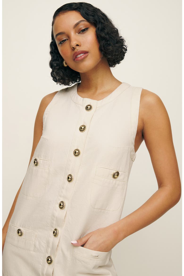 Tropez Sleeveless Denim Minidress, Alternate, color, FIOR DI LATTE