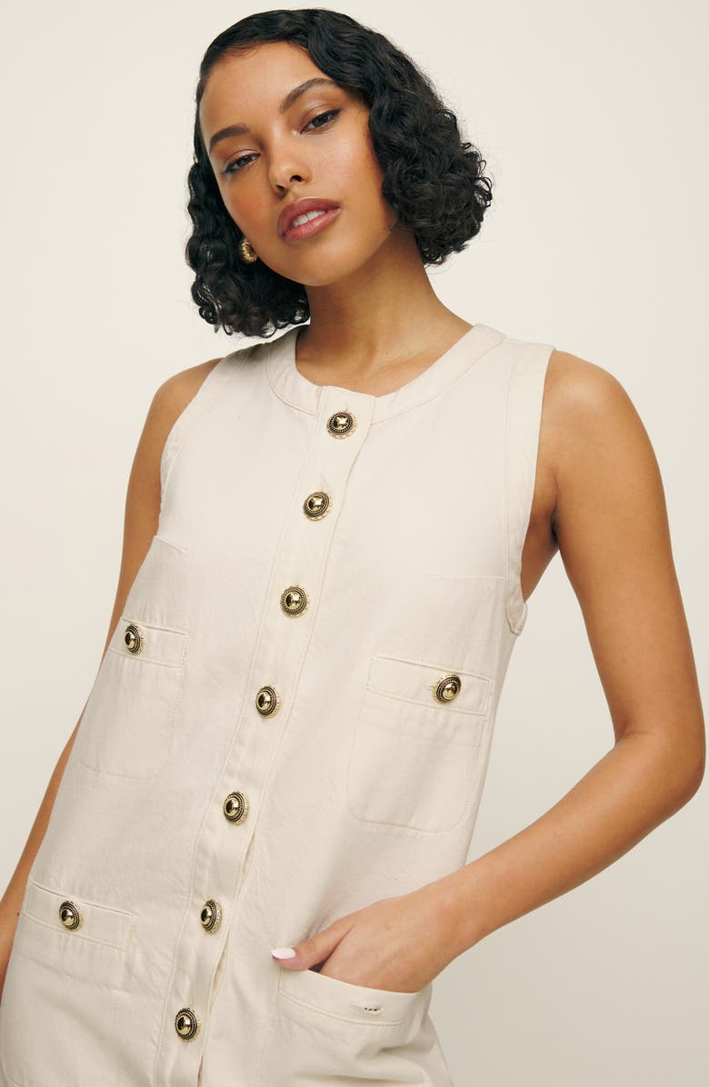 Reformation Tropez Sleeveless Denim Minidress, Alternate, color,