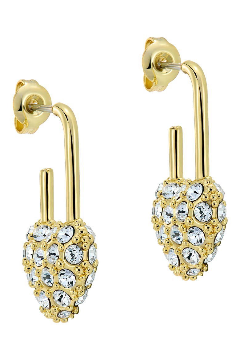 Payton Crystal Padlock Drop Earrings, Main, color, GOLD TONE/ CLEAR CRYSTAL