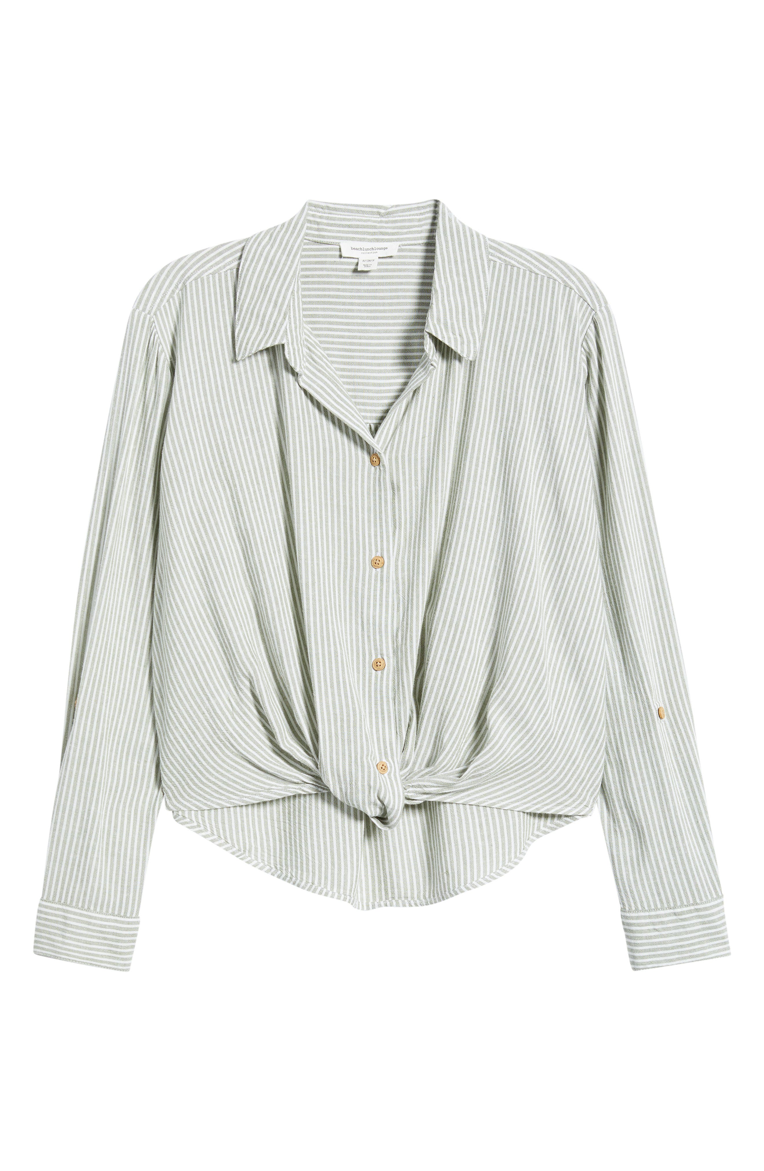 Vivica Stripe Twist Hem Button-Up Shirt - image 3