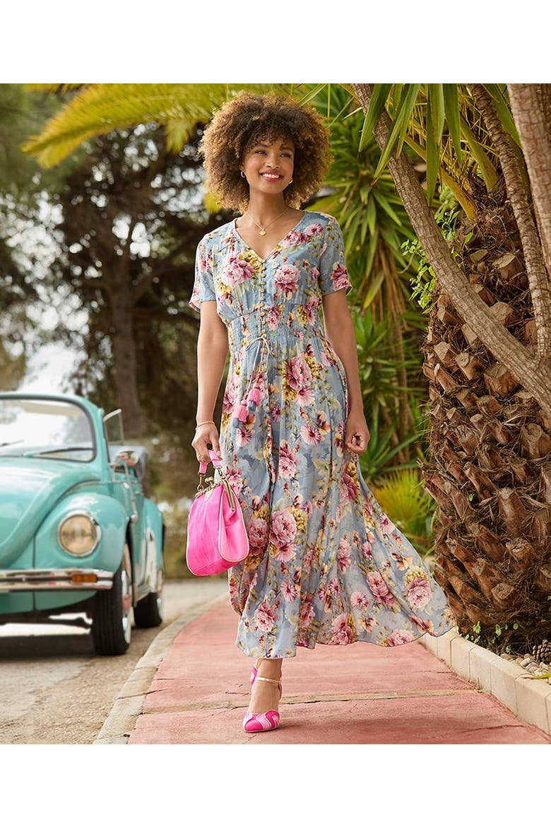 Vintage Tie Waist Maxi Dress, Main, color, PINK BLOSSOMS