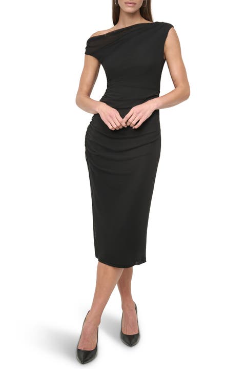 One-Shoulder Body-Con Midi Dress