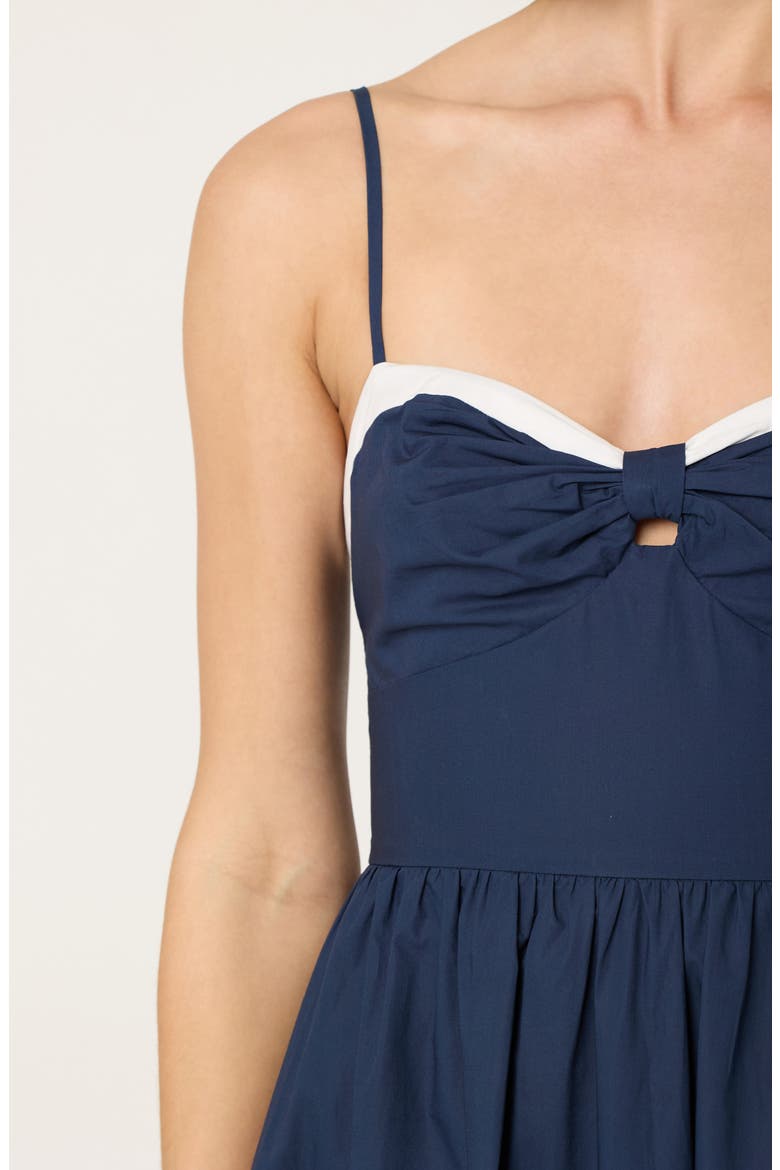 Contrast Detail Cotton Dress, Alternate, color, NAVY
