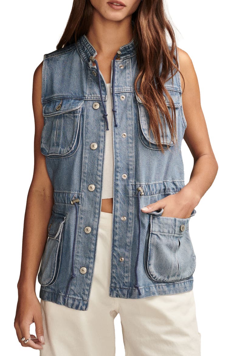 Utility Denim Vest, Main, color, LAKESIDE