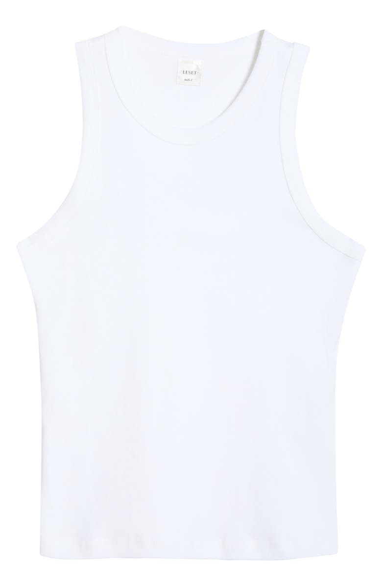 LESET Nando High Neck Cotton Tank, Main, color, White