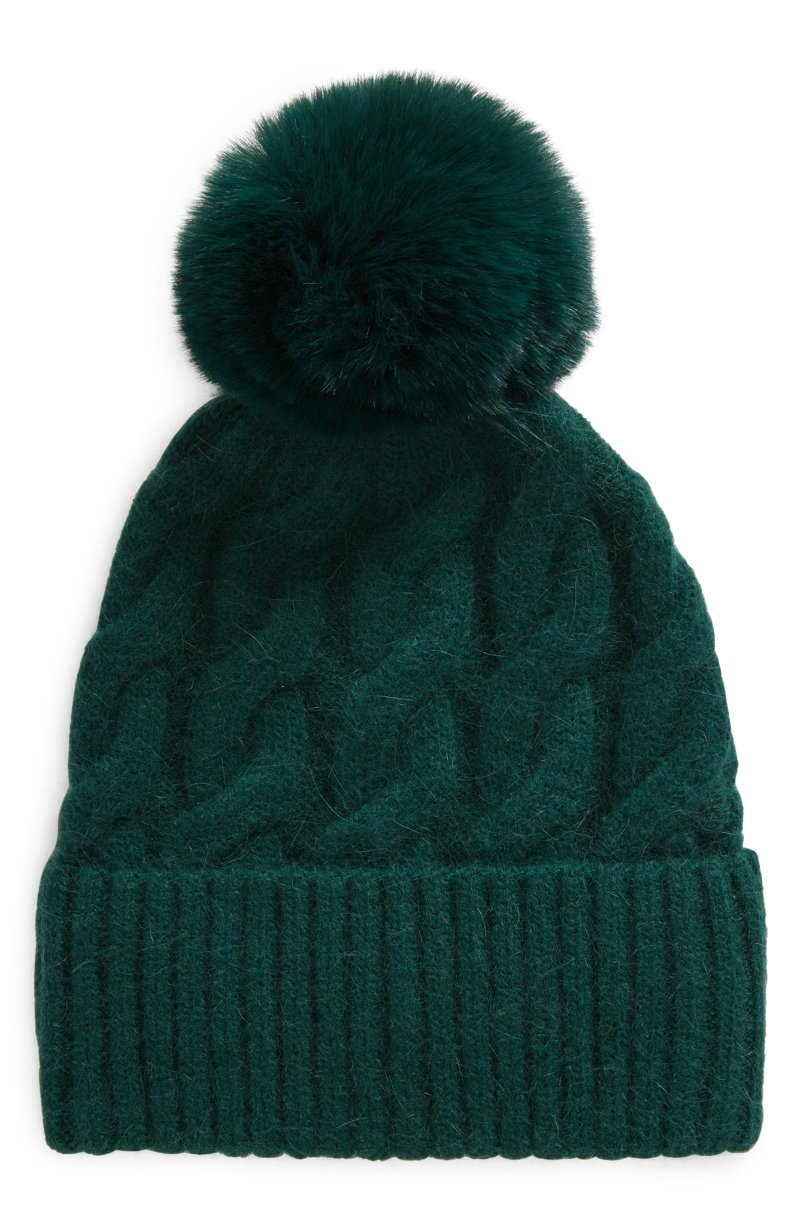 Tasha Twisted Pompom Beanie in Green 
