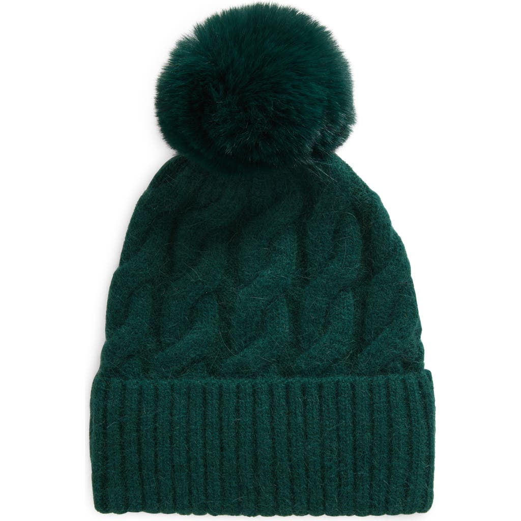 Tasha Twisted Pompom Beanie in Green