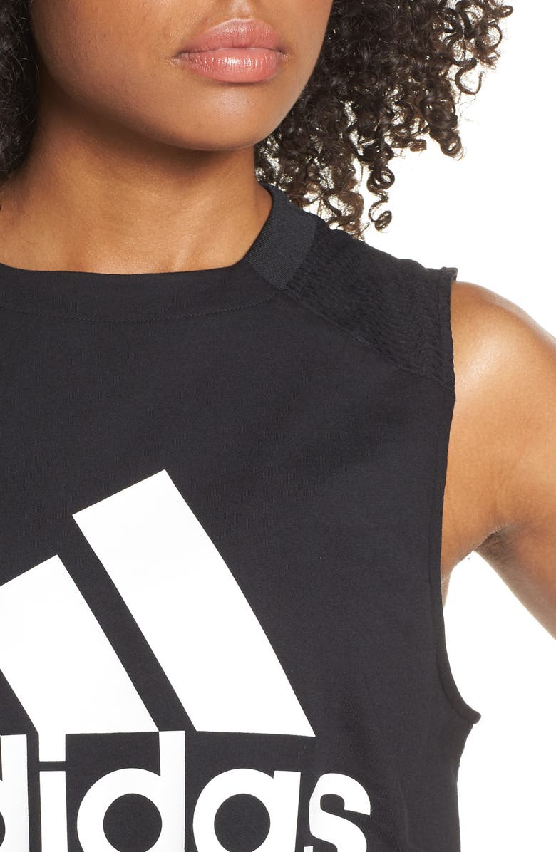 adidas Logo Mesh & Jersey Tank, Alternate, color, 