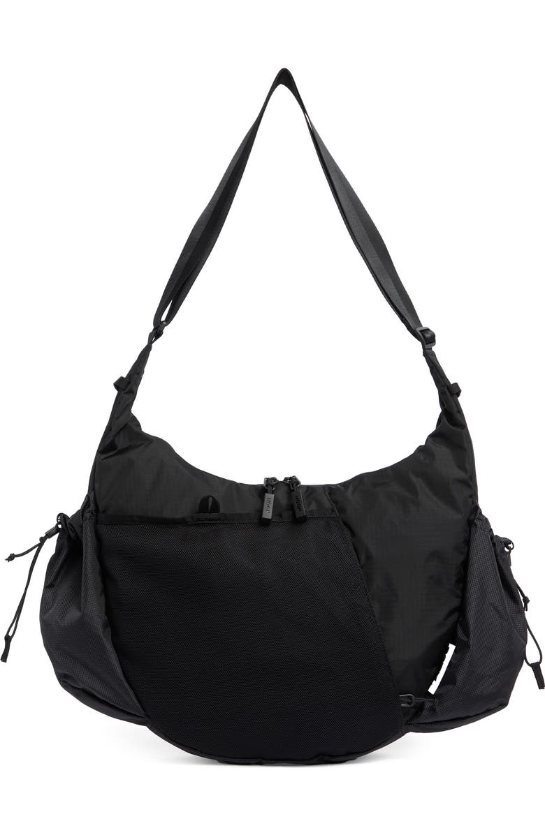 Baboon to the Moon Big Crescent Ripstop Crossbody Bag, Main, color, Black