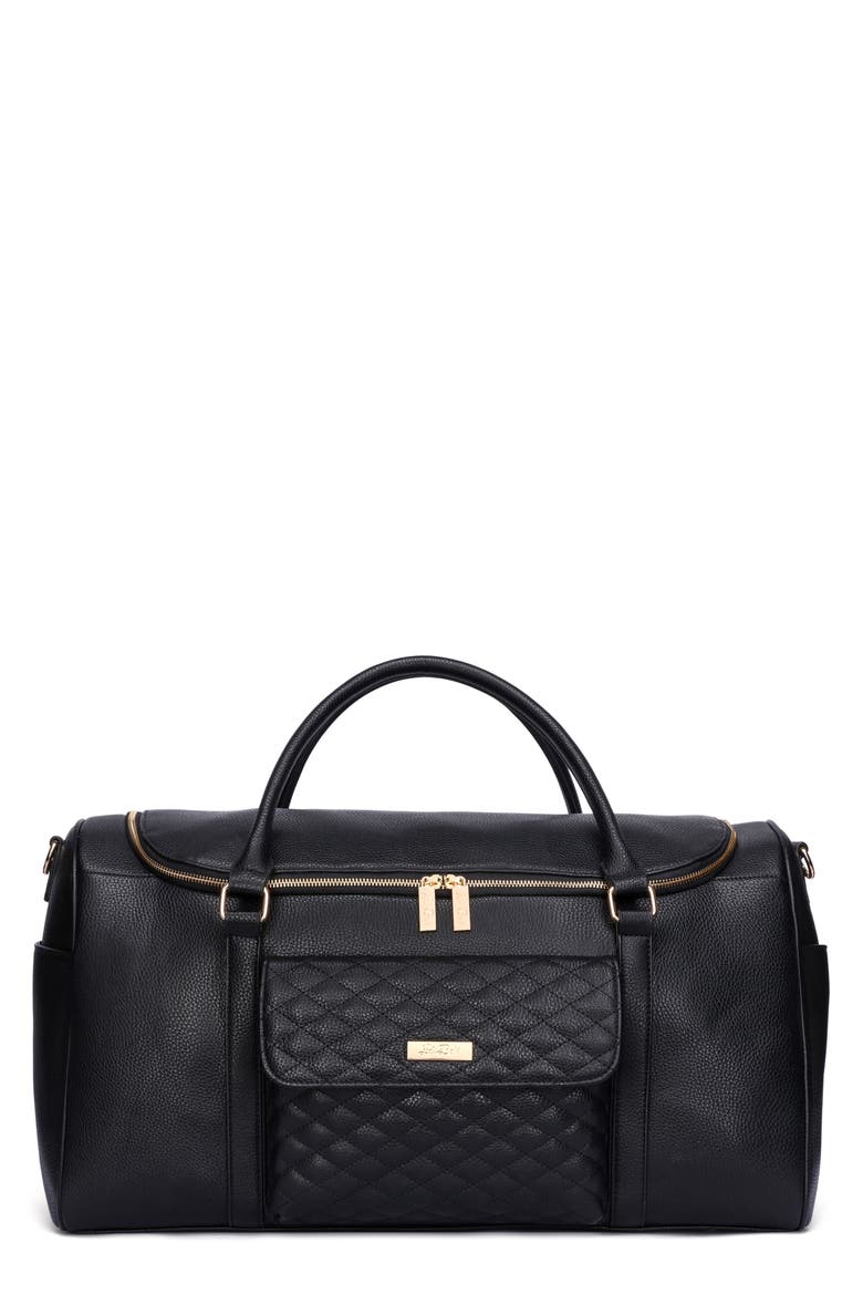 Monaco Faux Leather Travel Bag, Main, color, EBONY BLACK
