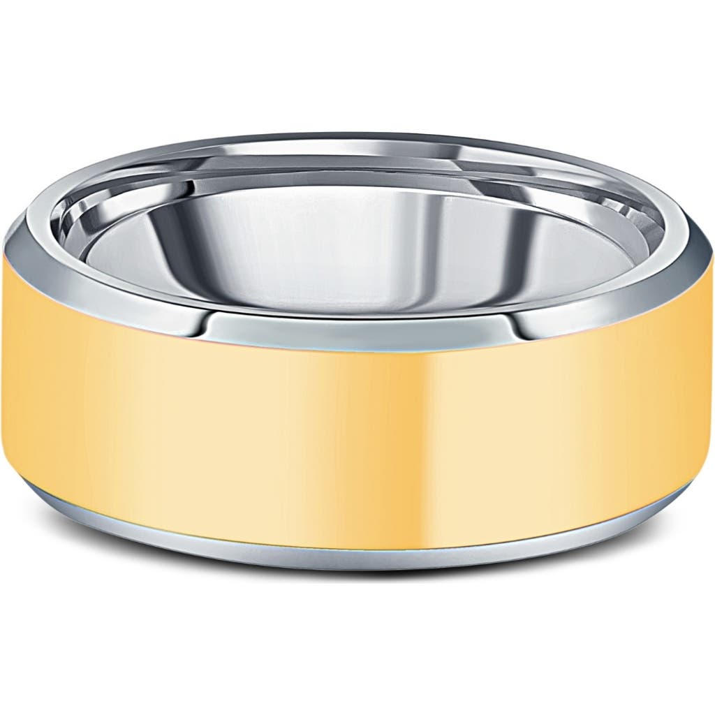 Bliss Diamond Polished Tungsten & Gold Plated Two Tone 8mm Ring Wedding Band