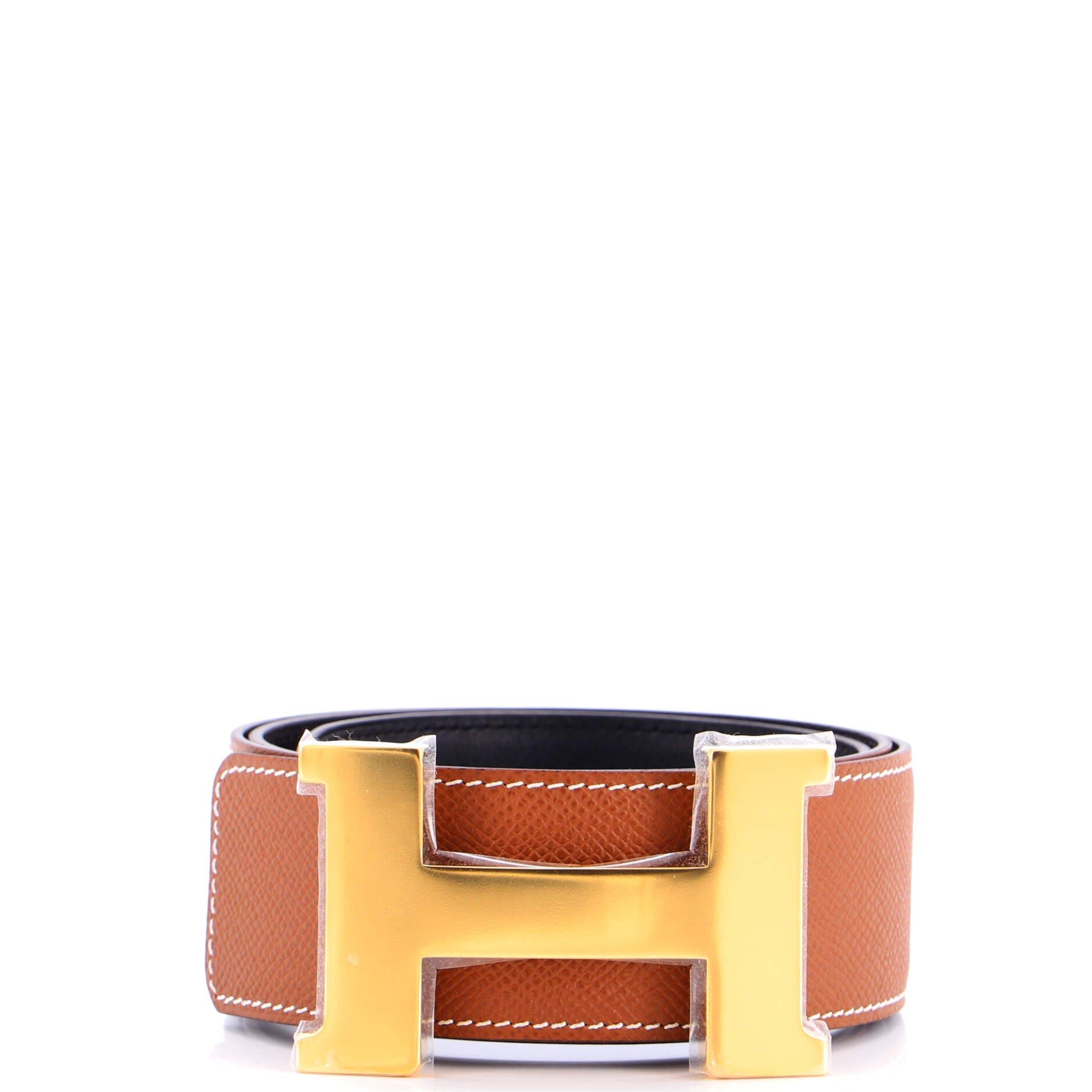 Pre-Owned Hermes Constance Reversible Belt Leather Wide, Main, color, Brown