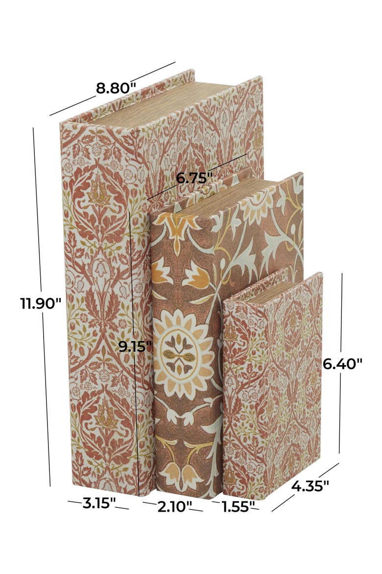 Set of 3 Faux Book Boxes, Alternate, color, ORANGE