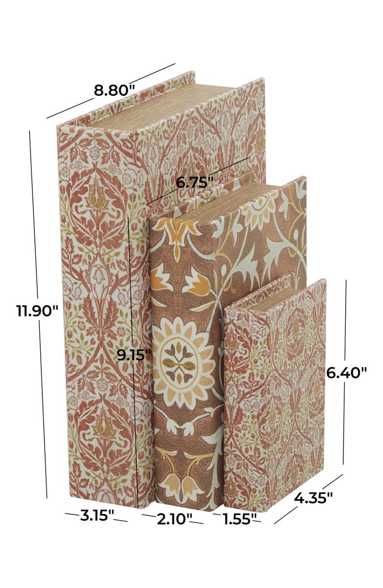 SONOMA SAGE HOME Set of 3 Faux Book Boxes, Alternate, color, Orange