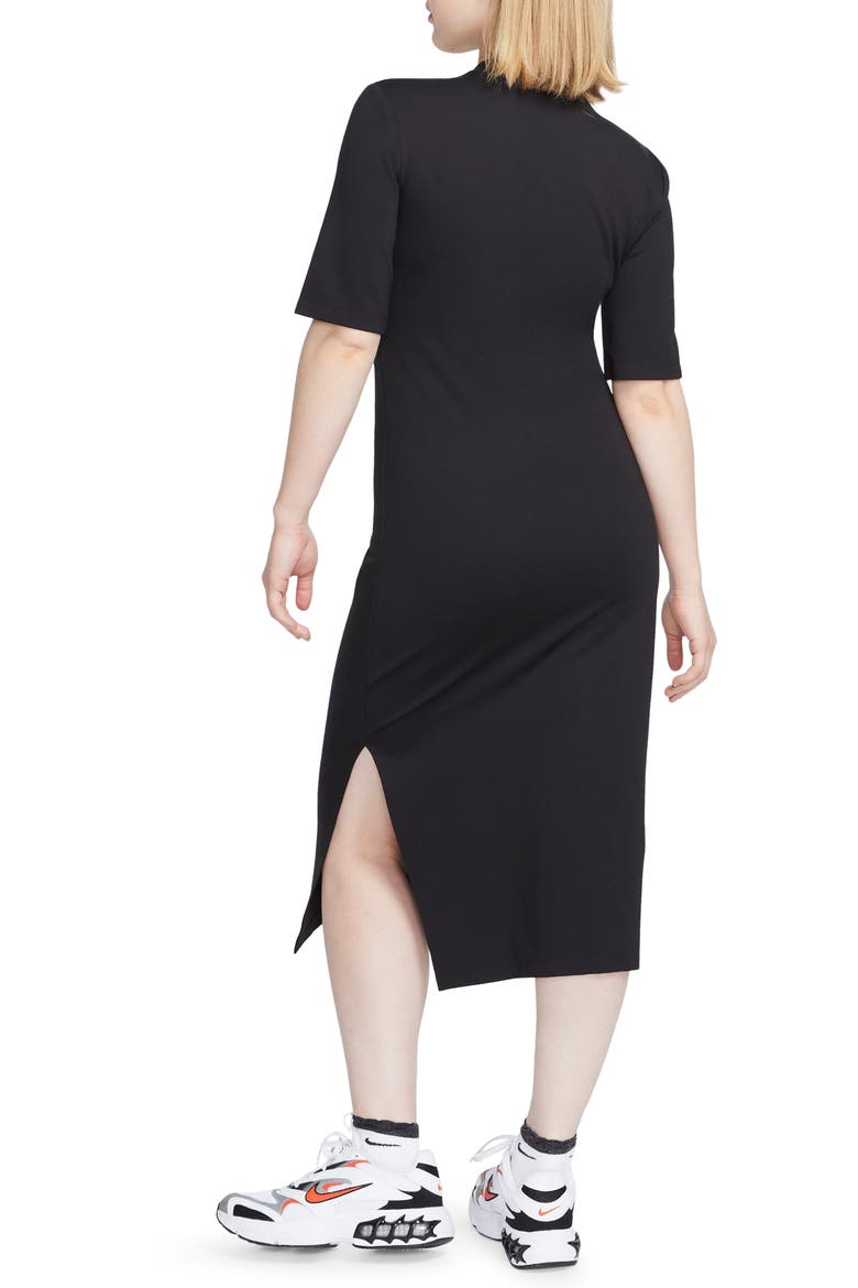 Sportswear Essential Crewneck Midi Dress, Alternate, color, BLACK/ WHITE