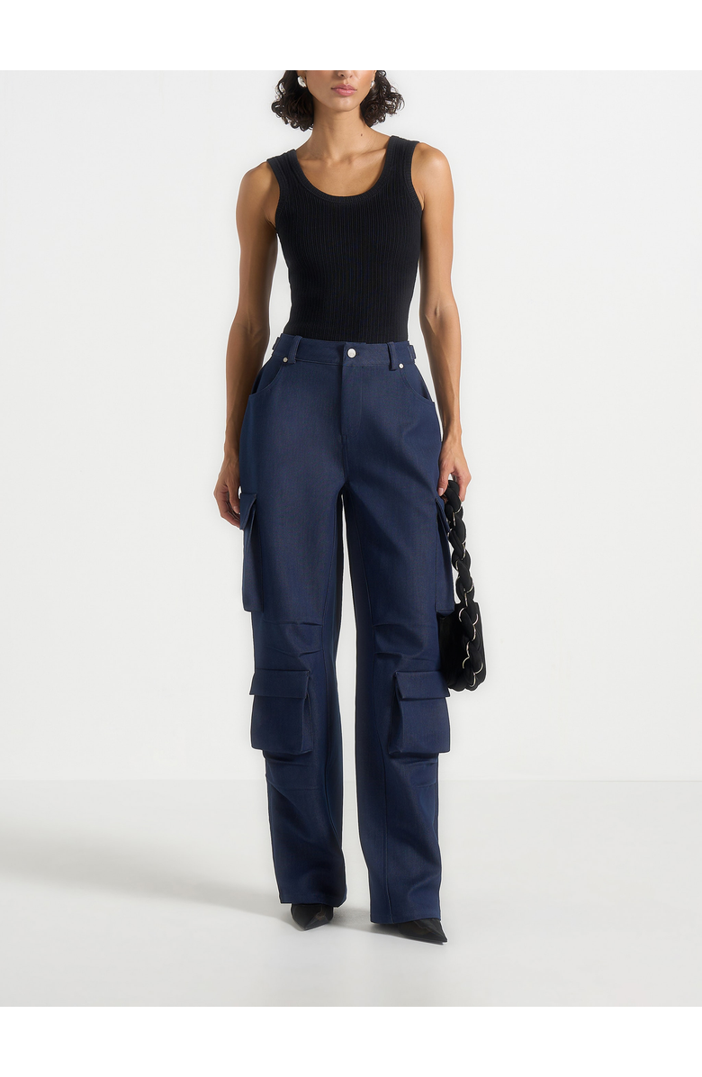 Manière De Voir Emilie High Waisted Cargo Pants, Main, color, Indigo