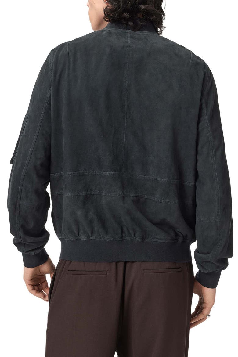 Rokko Suede Bomber Jacket, Alternate, color, NAVY BLUE