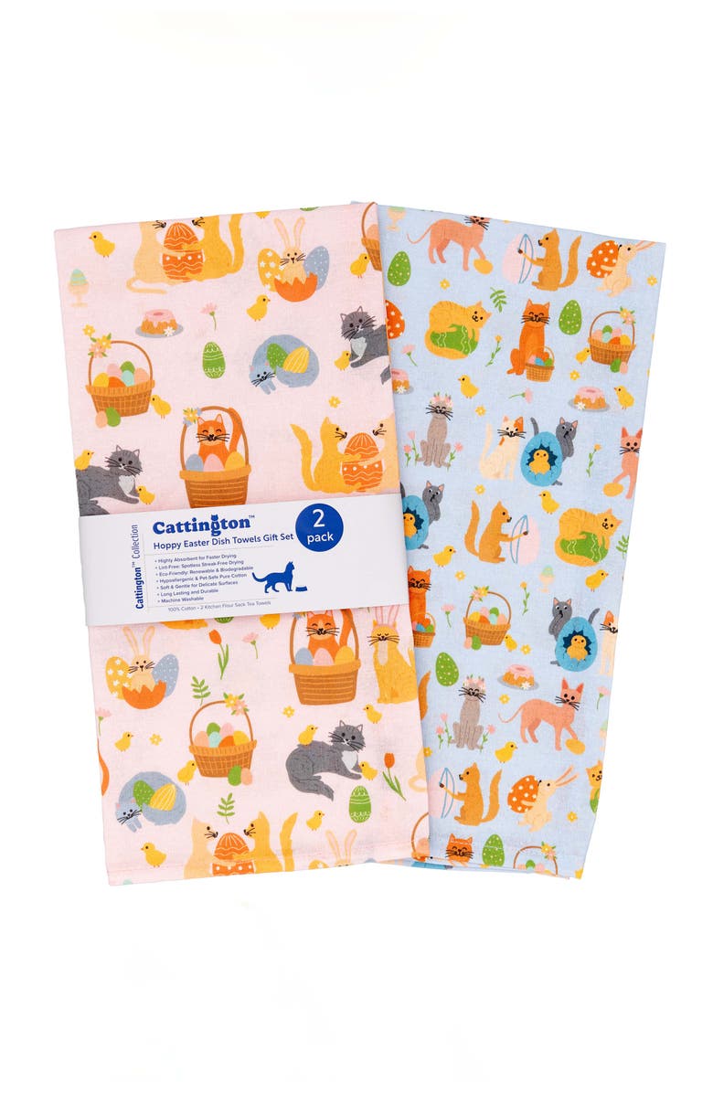 Cattington Cat Kitchen Towels, Main, color, Easter Kitties