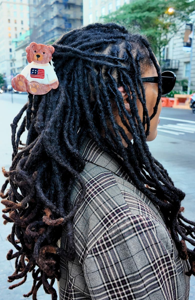 Solar Eclipse Americana Teddy Claw Clip, Alternate, color, Brown