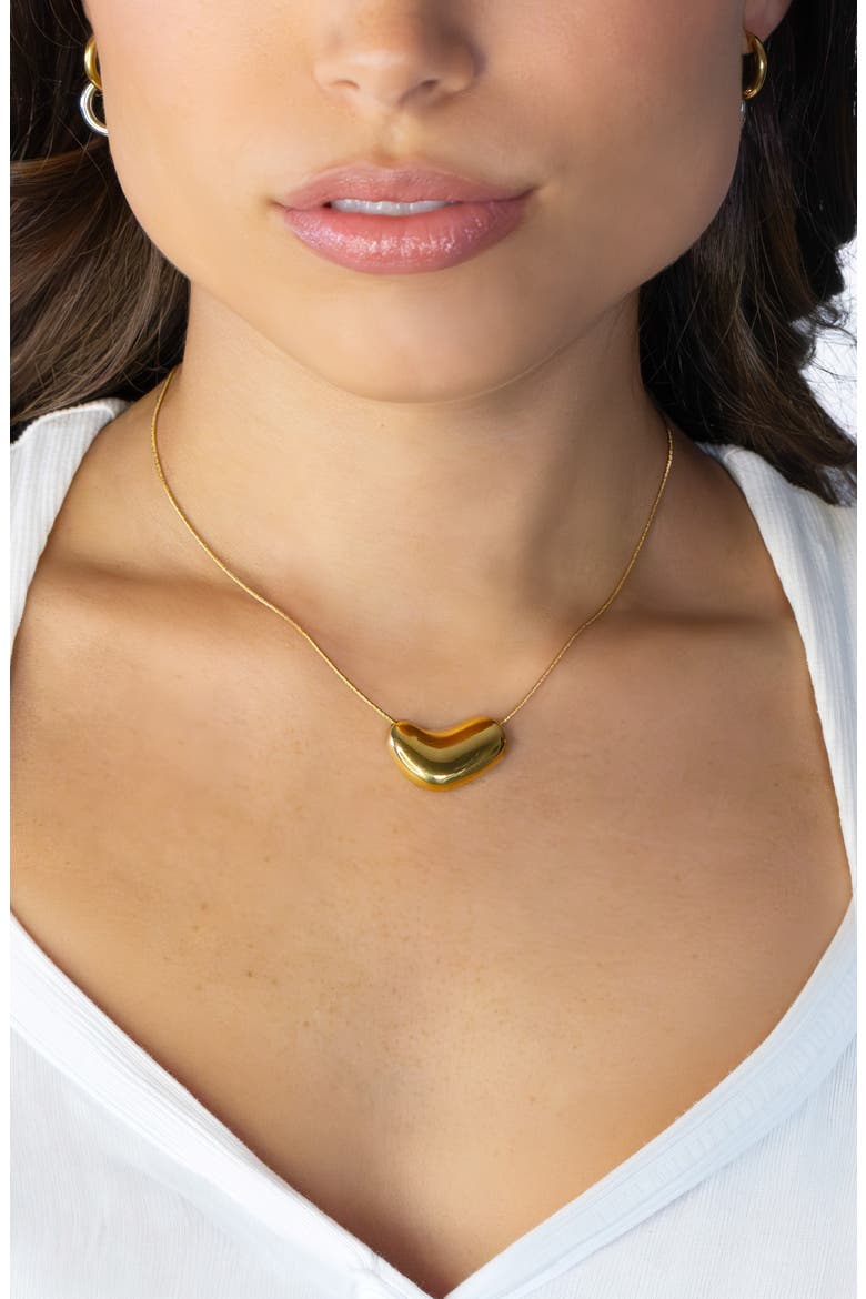 Beaded Heart Pendant Necklace, Alternate, color, GOLD
