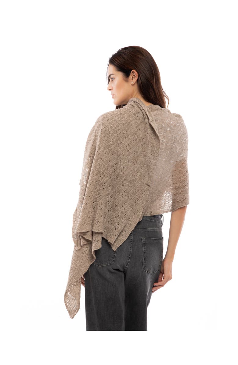 Monticelli Cashmere Pure Cashmere Pointelle Wrap Scarf, Alternate, color, Taupe