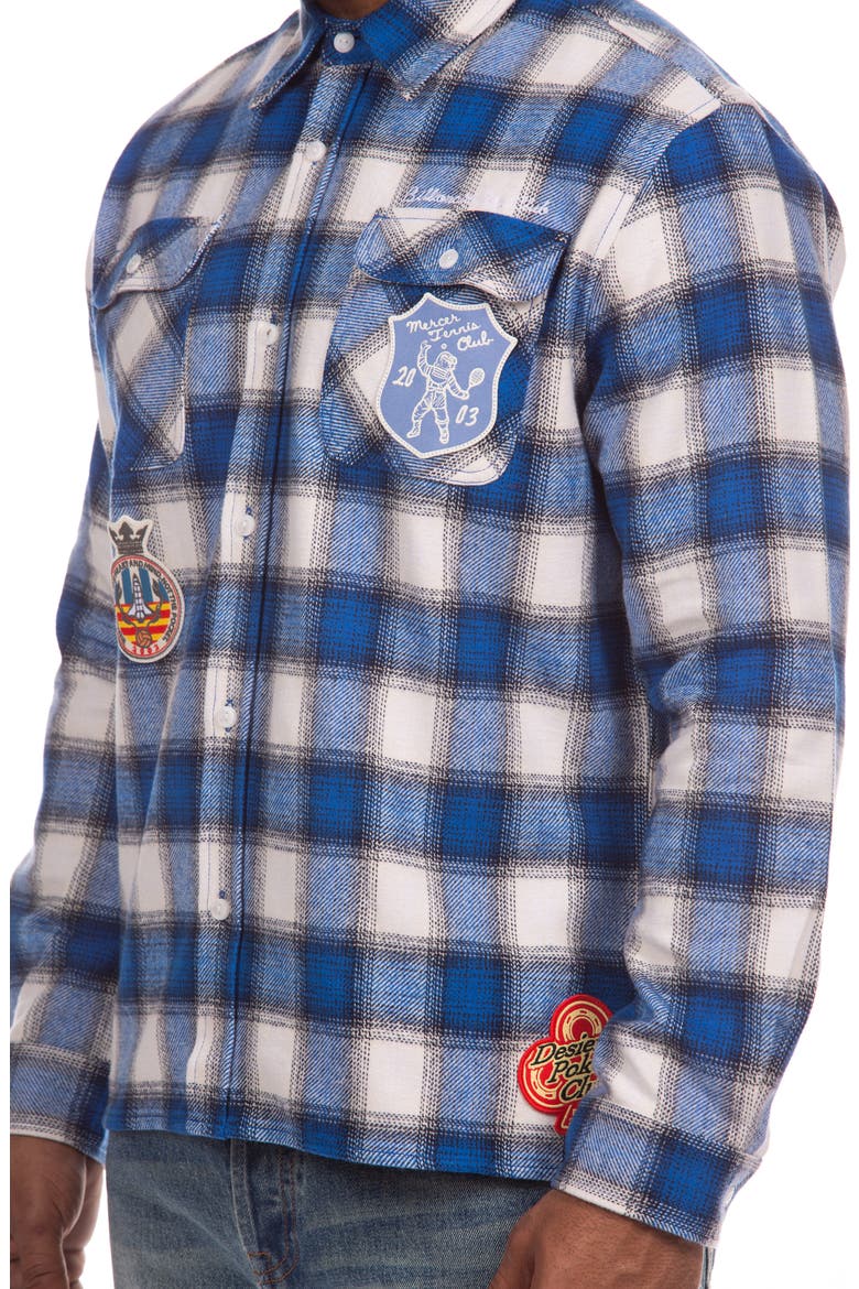 BB Society Check Cotton Twill Button-Up Overshirt, Alternate, color, LAPIS BLUE