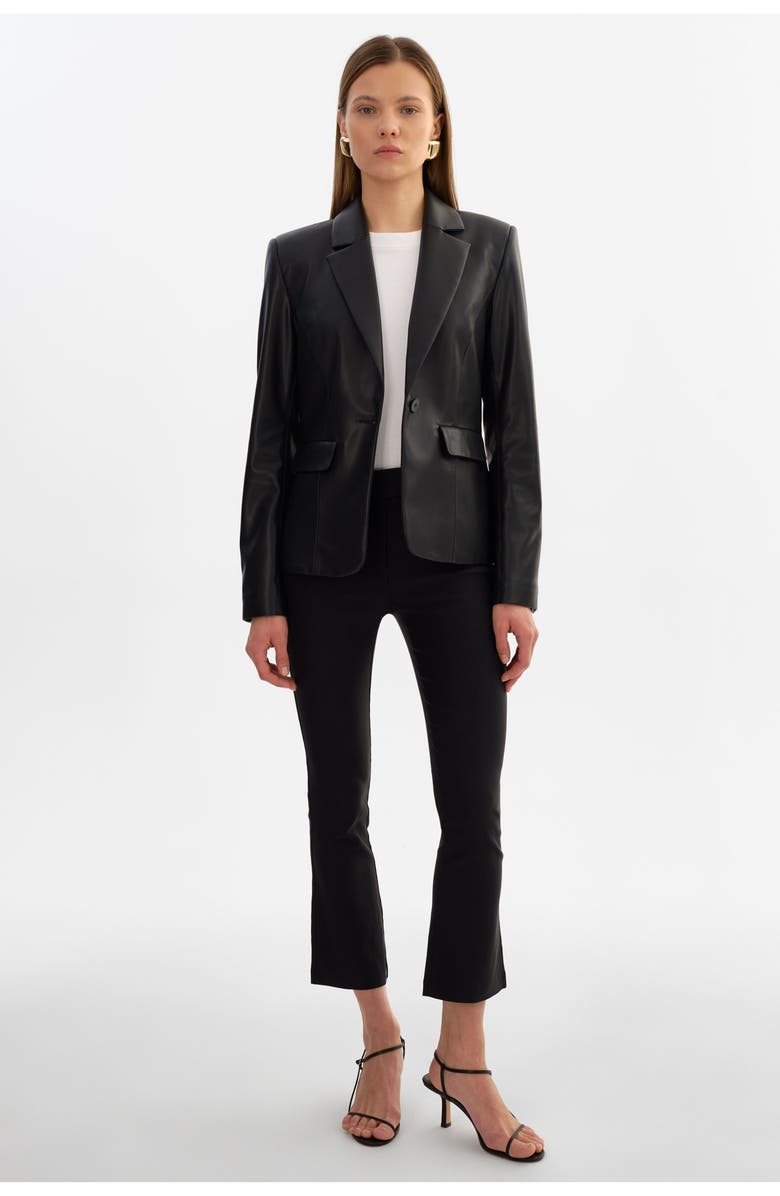 LAMARQUE Davie | Faux Leather Fitted Blazer, Alternate, color, Black