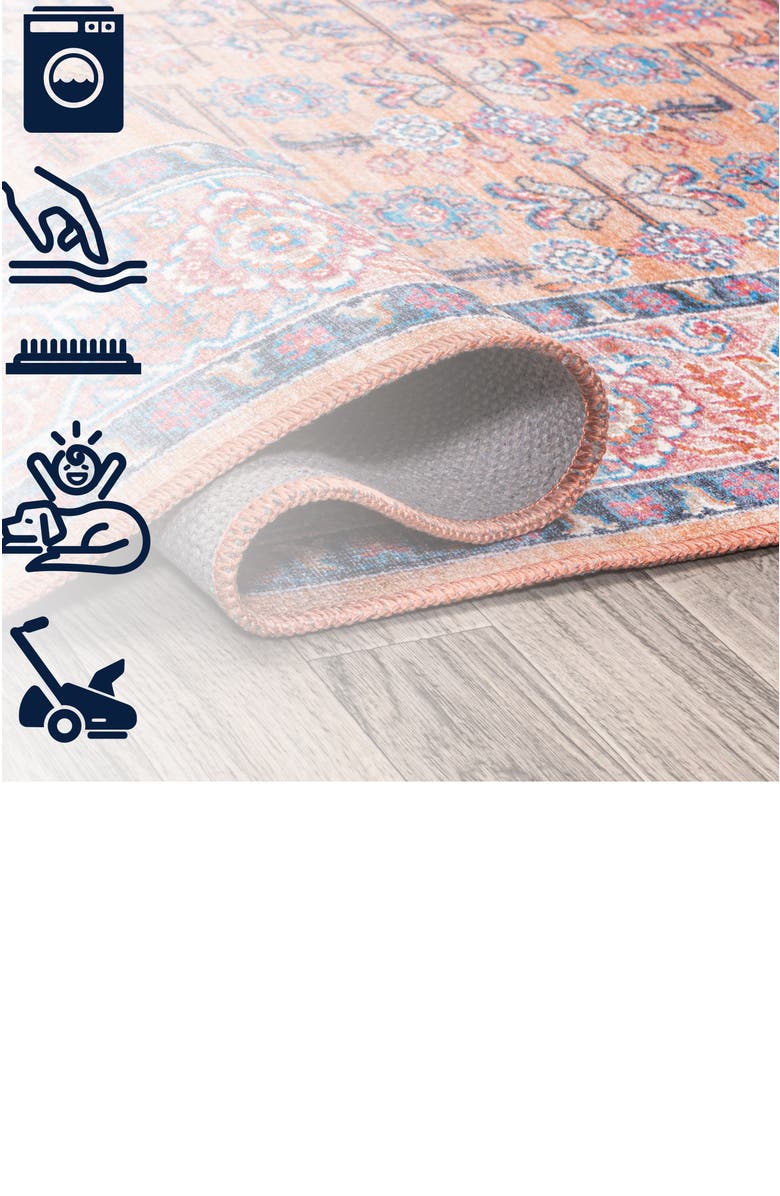 JONATHAN Y Kemer All-Over Persian Machine-Washable Round Area Rug, Alternate, color, Red/Blue