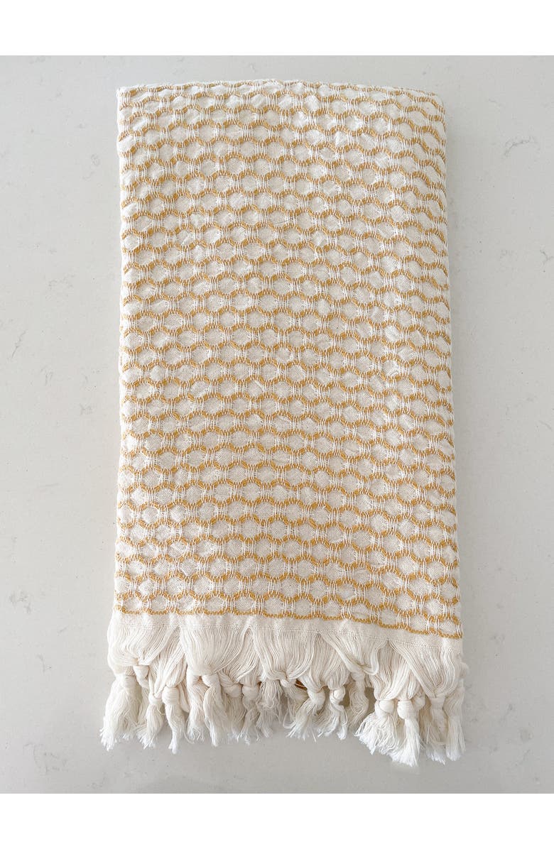 Anaya Beach Wave Turkish Cotton Beach Towel, Main, color, Yellow