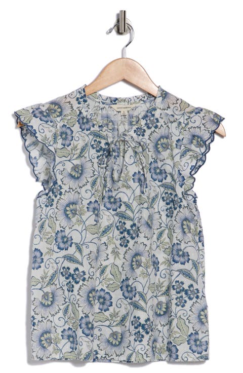 Floral Cap Sleeve Cotton Top