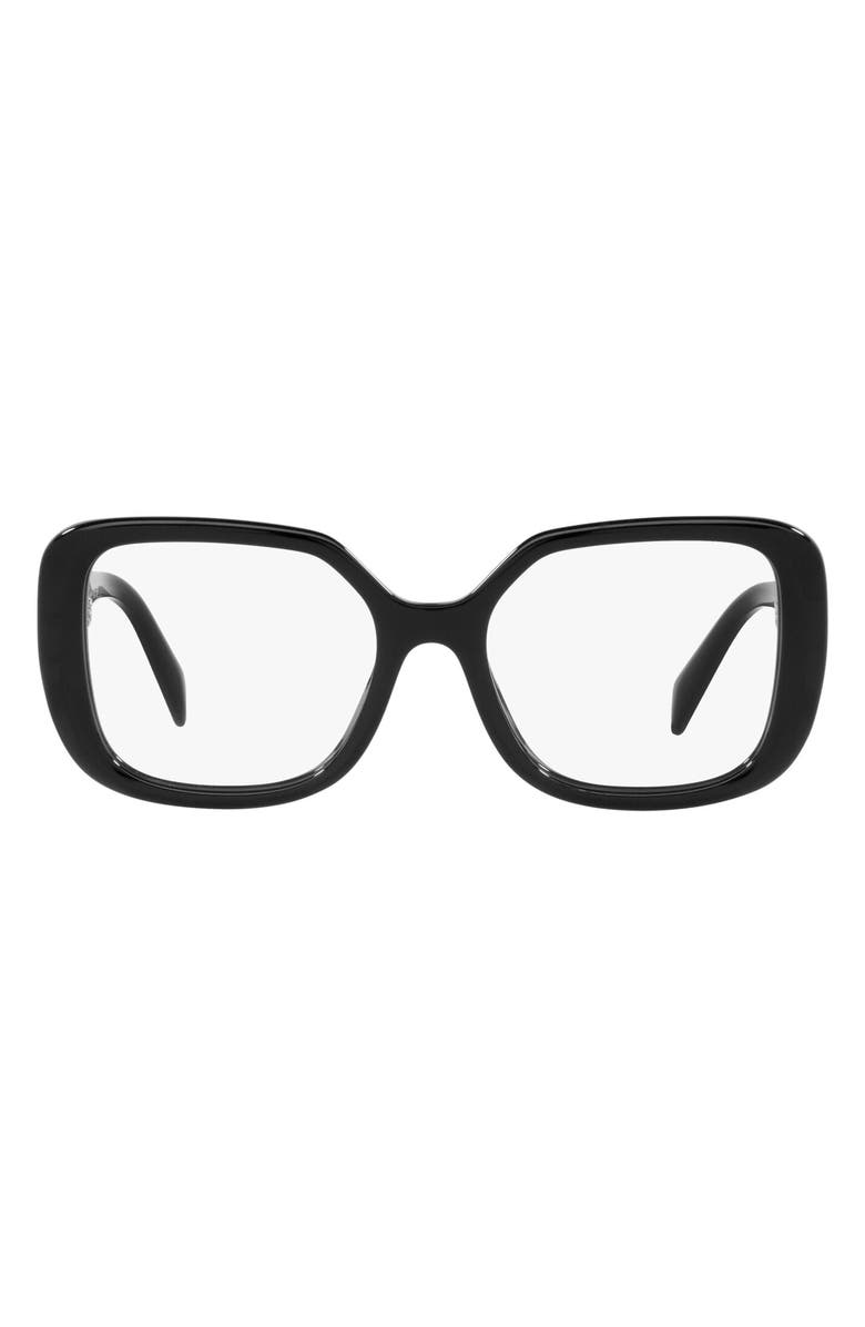 Prada 53mm Square Optical Glasses, Main, color, Black