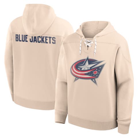 Men's Fanatics Cream Columbus Blue Jackets Vintage Hoodie