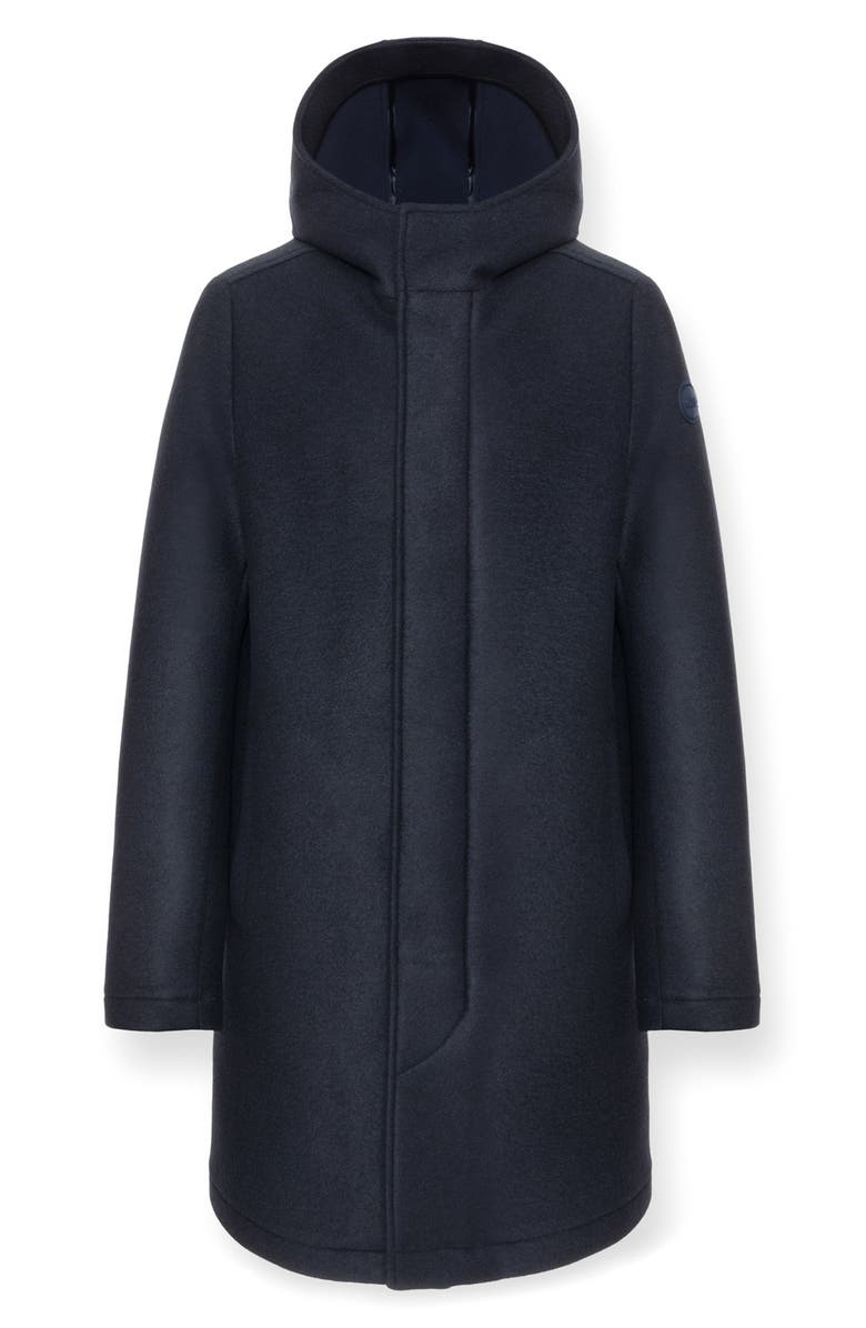 COLMAR Spacer Knit Hooded Coat, Alternate, color, Navy Blue