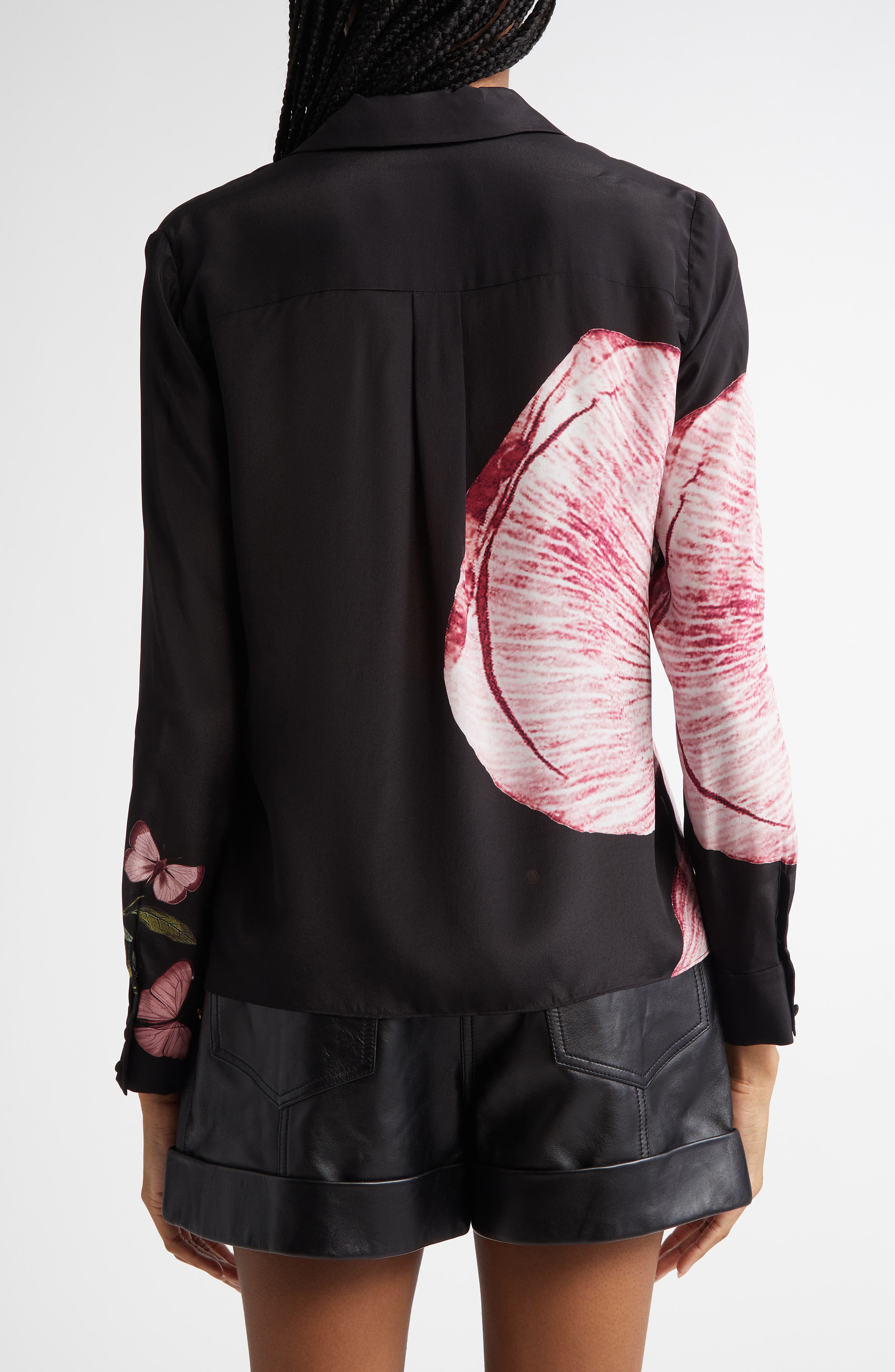 ALICE + OLIVIA Willa Floral Silk Button-Up Shirt (Women) | Nordstromrack
