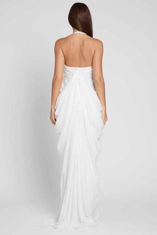 Leau Cascade Drape Gown In White
