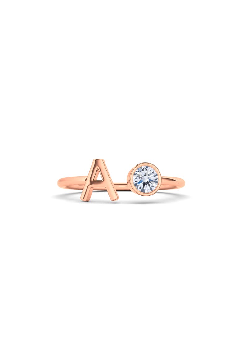 Letter Lab Created Diamond 18K Rose Gold Ring, Main, color, 18K ROSE GOLD - A