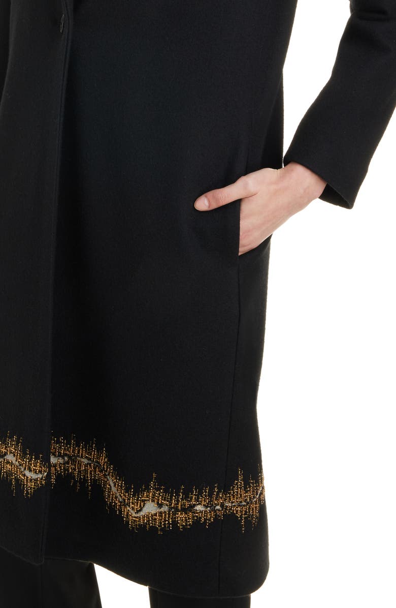 Dries Van Noten Richy Embroidered Hem Wool Flannel Coat, Alternate, color, 