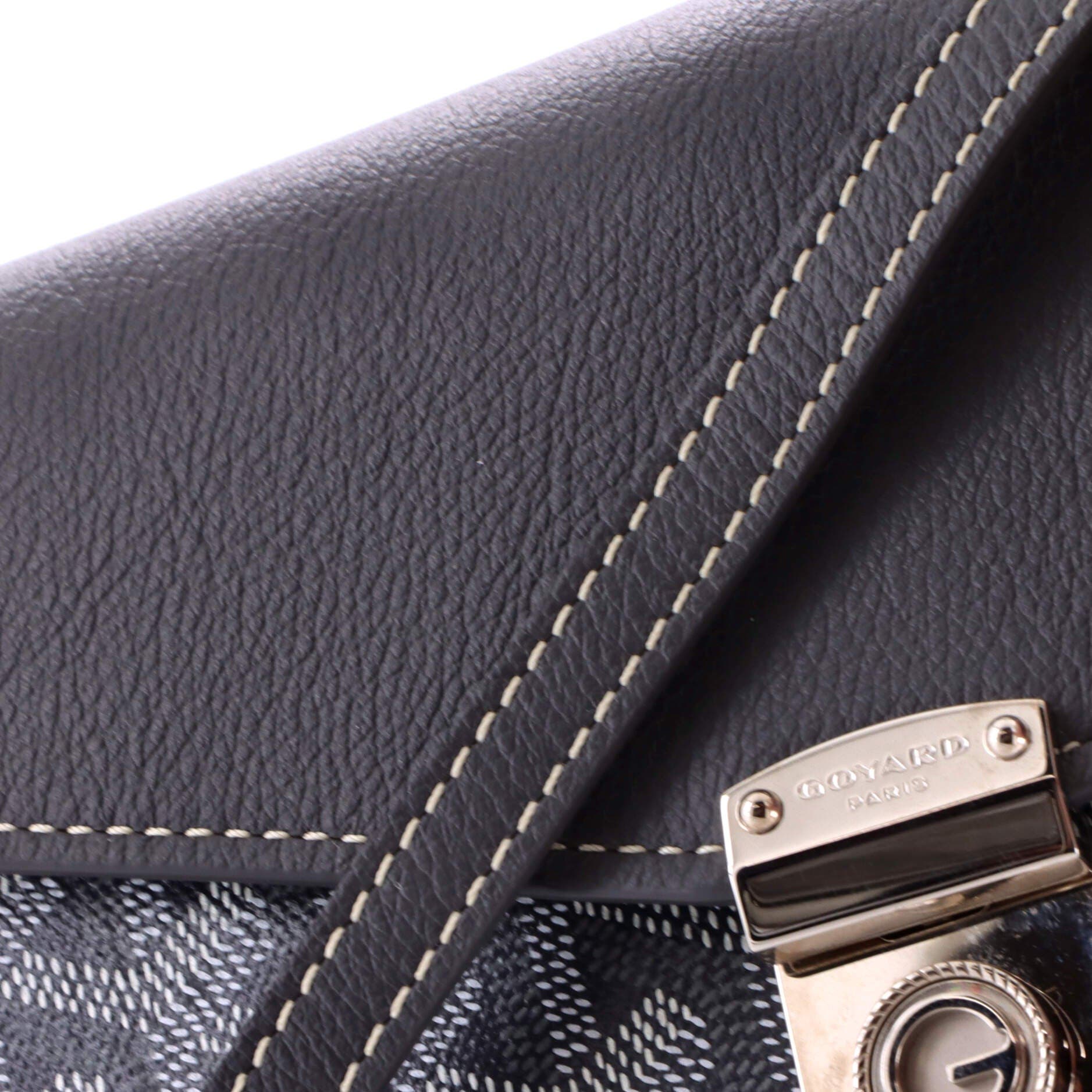 Pre-Owned Goyard Chypre Wallet on Strap Coated Canvas with Leather, Alternate, color, Gray