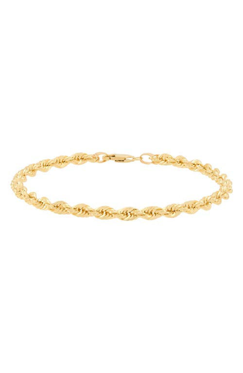 Frankie & Zoe 3.85mm Rope Chain Bracelet In Gold