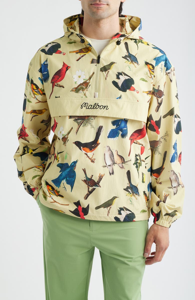 MALBON Birds of Georgia Print Ridge Quarter Zip Anorak Jacket, Main, color, 