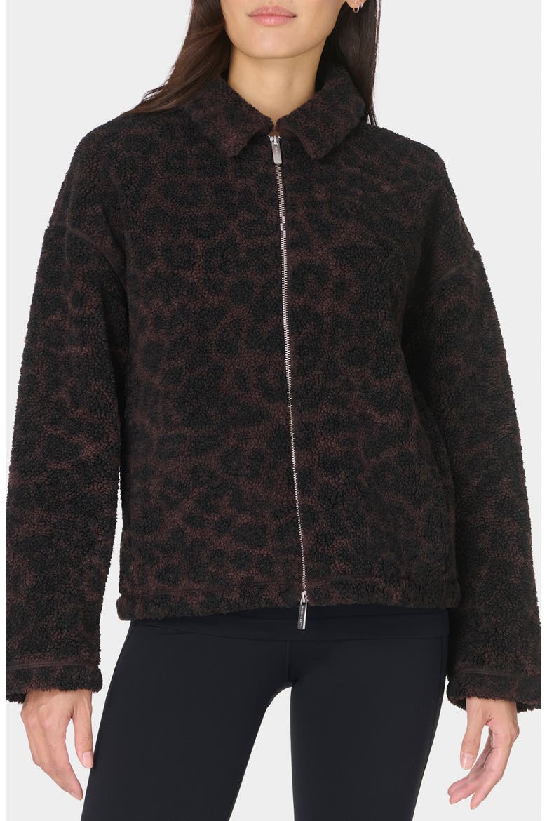 Leopard Print Fleece Jacket, Main, color, LARGE BROWN LEOPARD PRINT