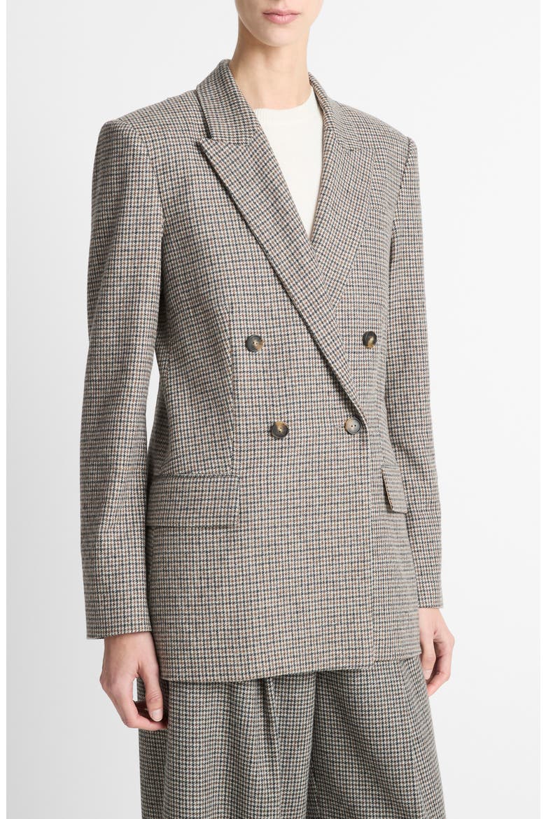 Houndstooth Double Breasted Wool Blend Blazer, Alternate, color, CACAO HOUNDSTOOTH