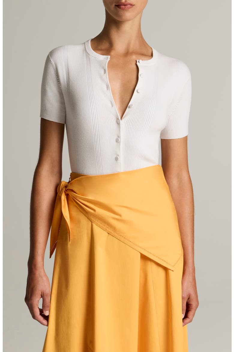 Short Sleeve Rib Knit Cardigan, Main, color, OPTIC WHITE