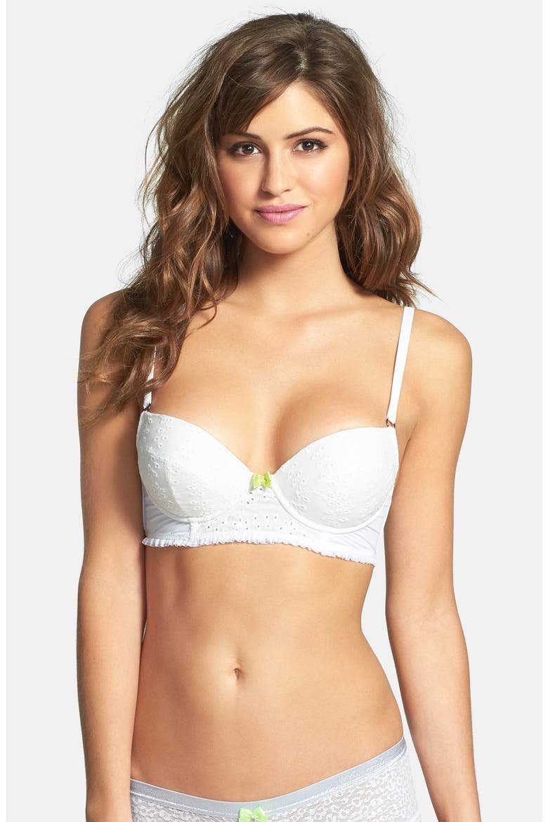 'Stella' Eyelet Underwire Corselette Demi Bra, Main, color, CAMEO
