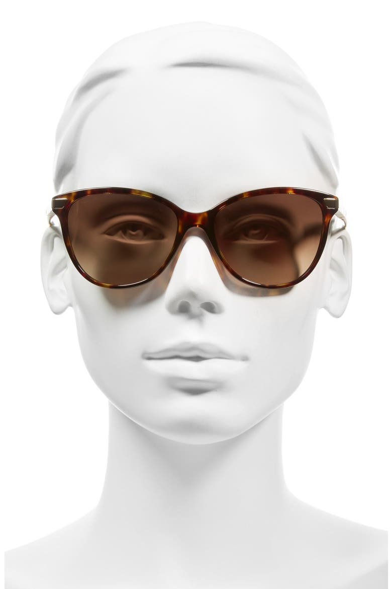 57mm Cat Eye Sunglasses, Alternate, color, DARK TORTOISE