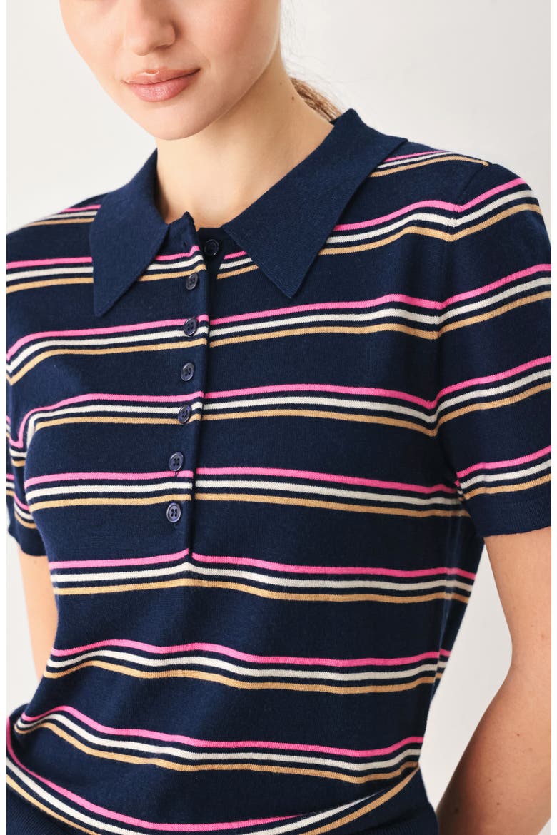 Striped Polo Sweater, Alternate, color, NAVY MULTI