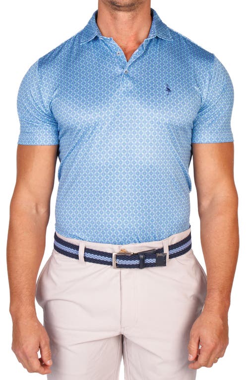 Tailorbyrd Abstract Geo Performance Golf Polo In Blue