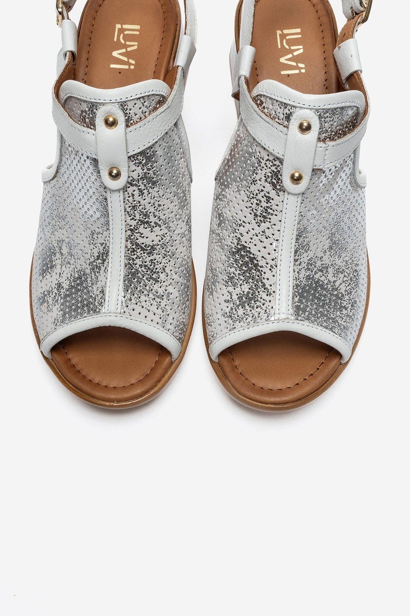 Janelle Leather Block Heel Sandal, Alternate, color, White Glitter